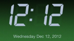 The screen shot I took of my iPod screen at 12:12 on December 12, 2012.