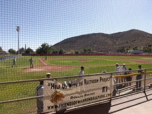 View of action on Warren Field (Bisbee, AZ) from the stands.